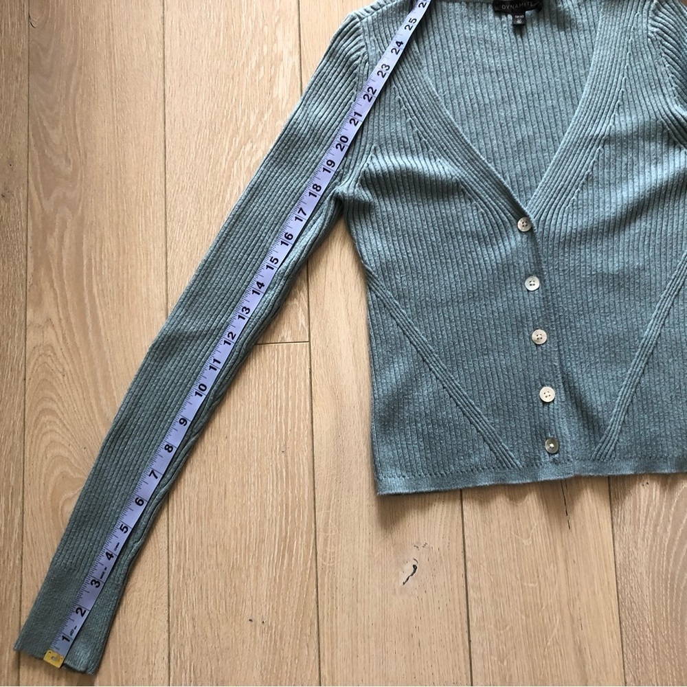 Dynamite Ribbed Shell Button Cardigan in Light Blue - Picture 8 of 9